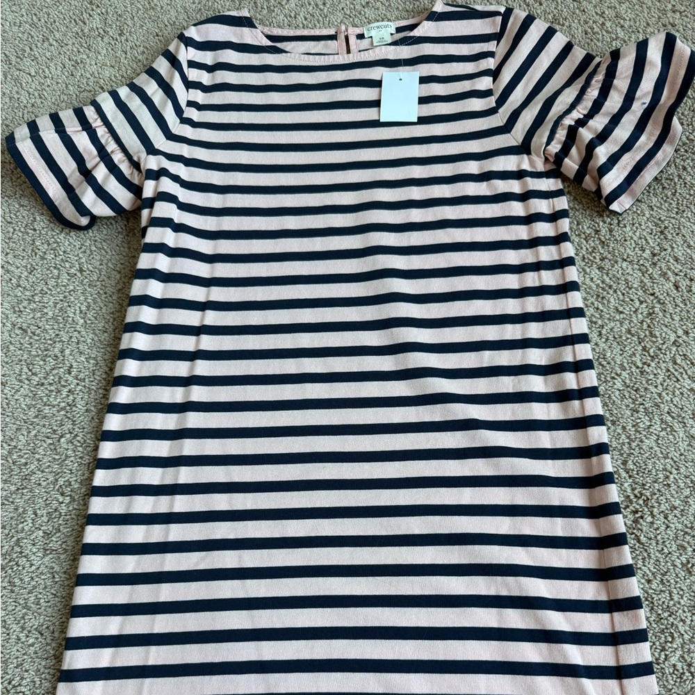 NWT J. Crew Crewcuts Girls’ Striped Flutter-Sleeve Dress | Size 16